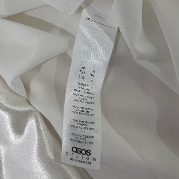 ASOS DESIGN Women's Soft Maxi Lehenga Skirt White Chiffon Linen Pleated 2 NWOT - Picture 9 of 10